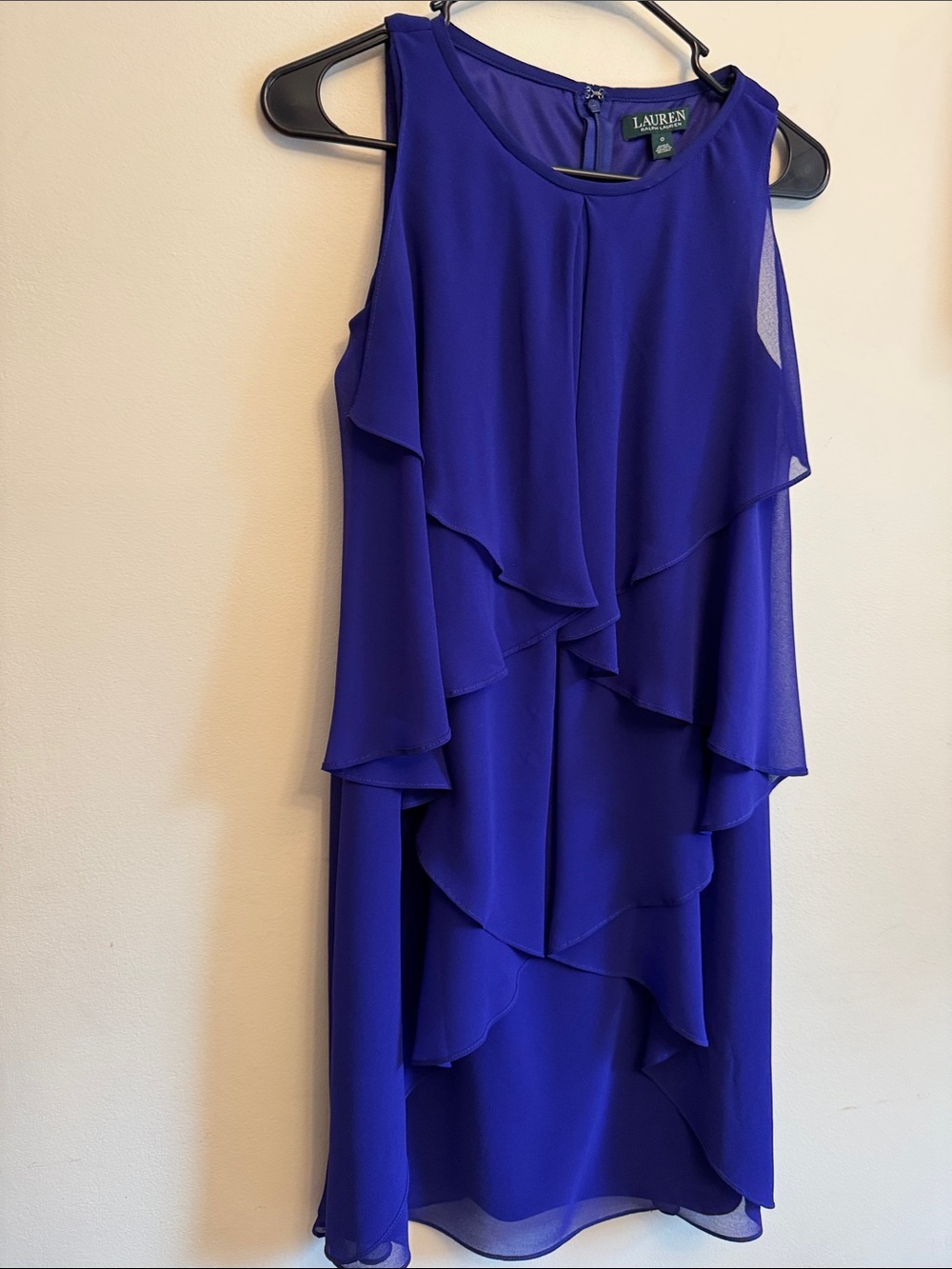 Lauren Ralph Lauren purple Layered High-Low Ruffle Dress